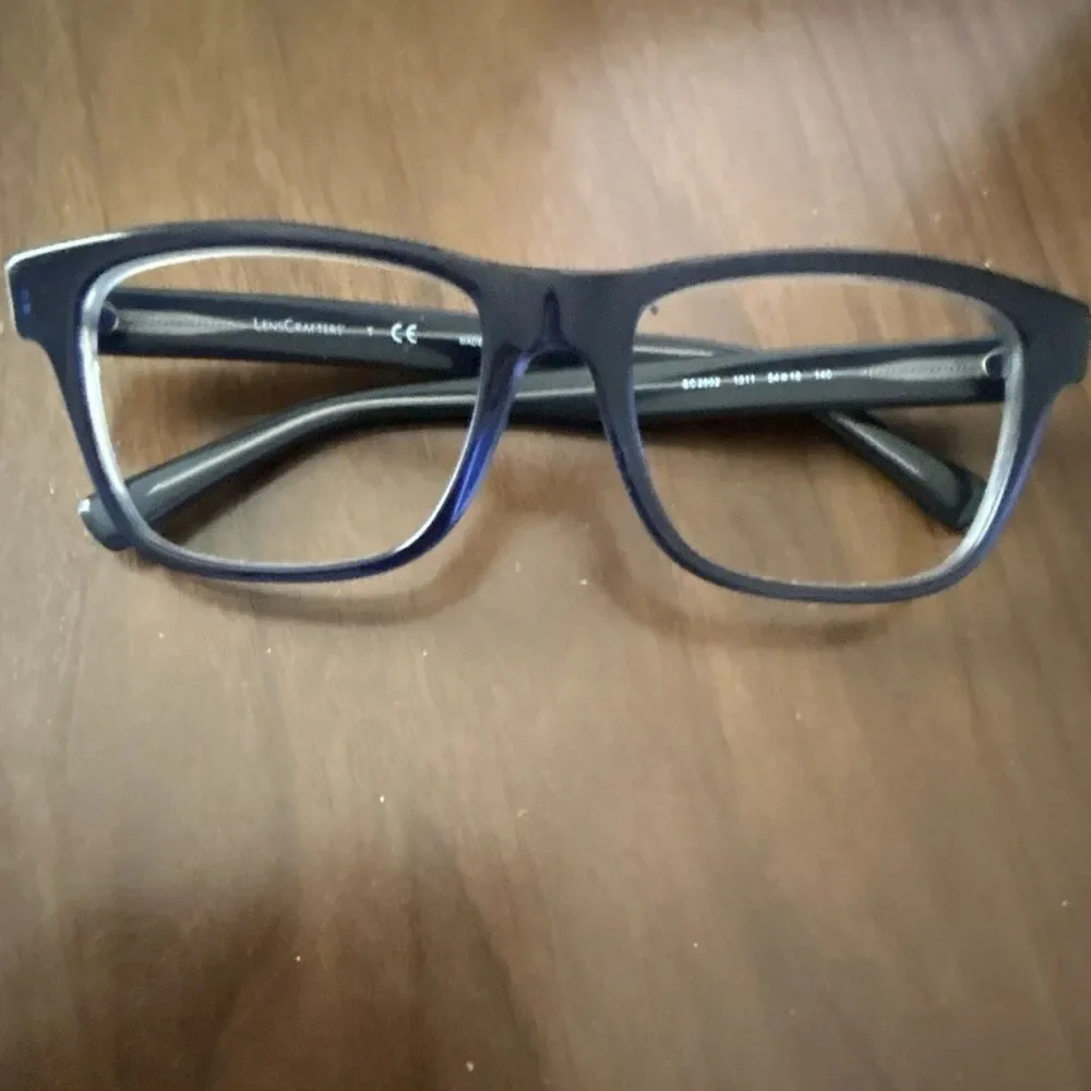 LensCrafters EC2002 Blue Rectangular Full Rim Plastic Eyeglass Frames 54-18-140